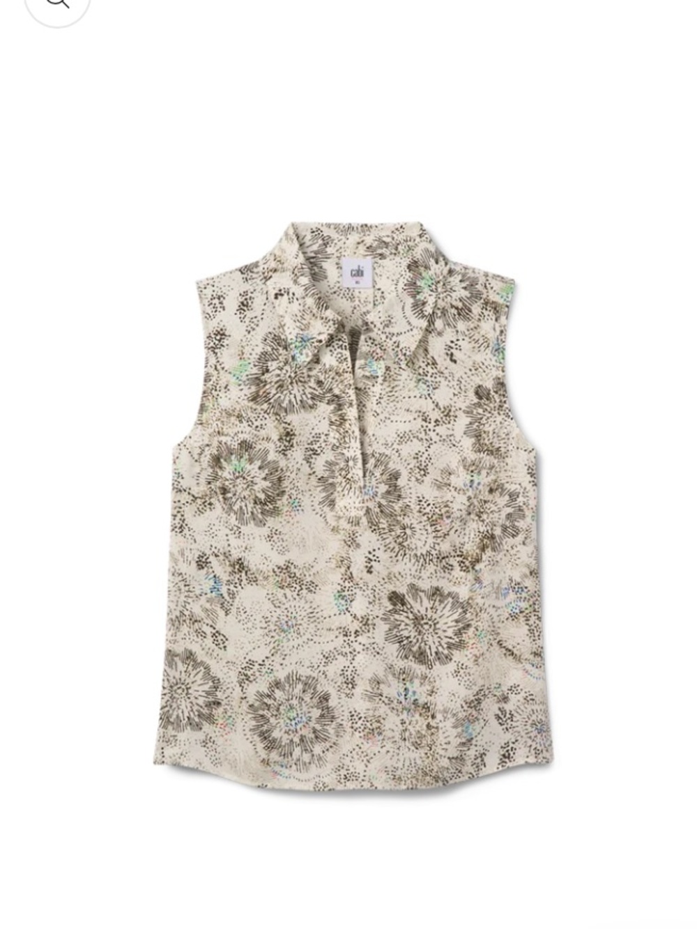 CAbi Cream Firework Pattern Sleeveless Collared Shell